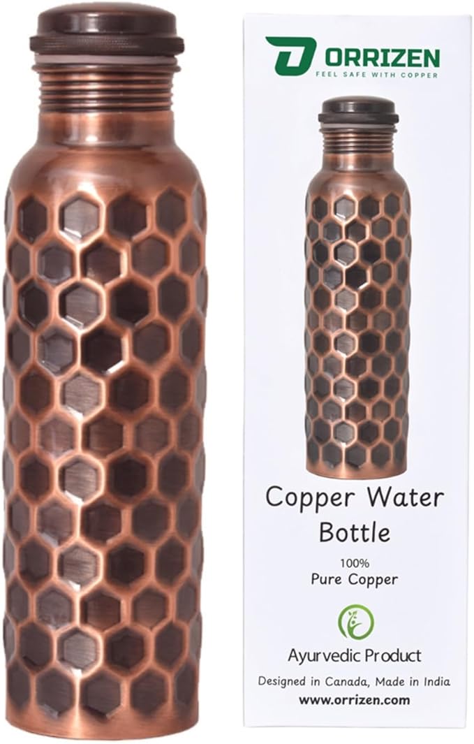 Antique Black Hammered Copper Water Bottle