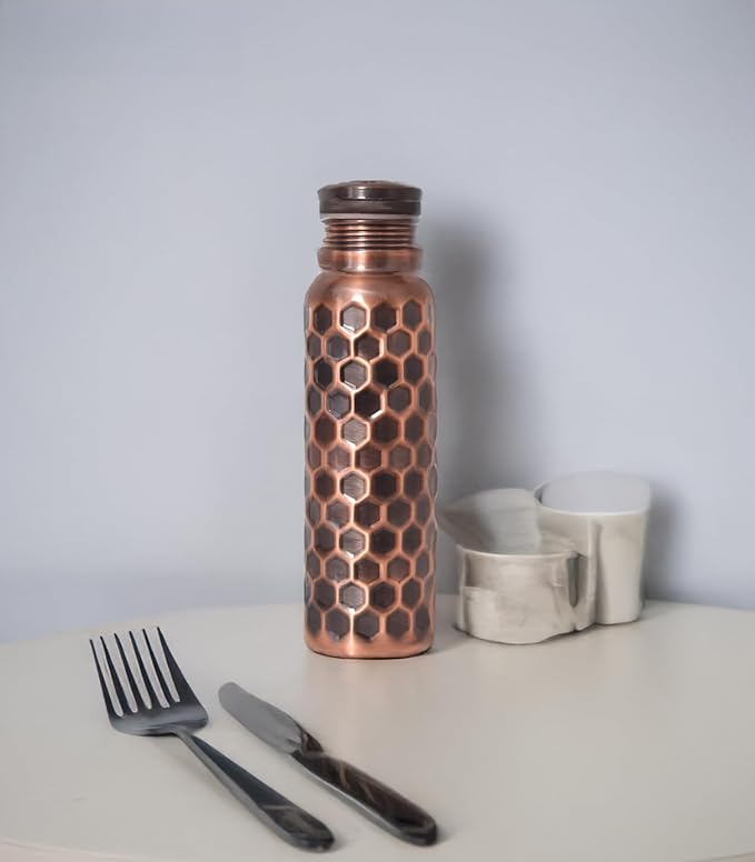 Antique Black Hammered Copper Water Bottle