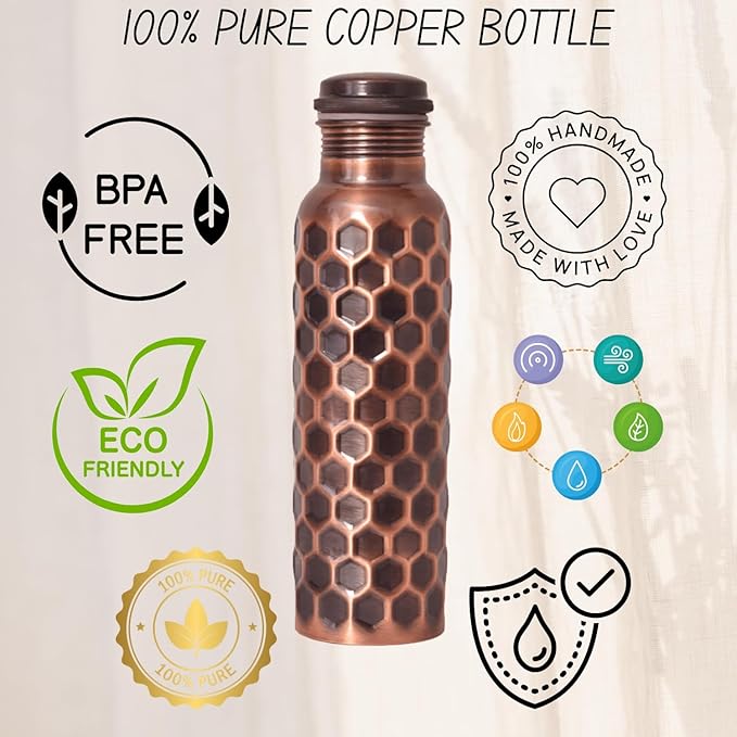 Antique Black Hammered Copper Water Bottle