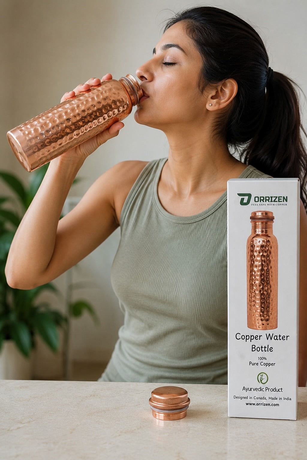 Handcrafted Hammered Pure Copper Water Bottle